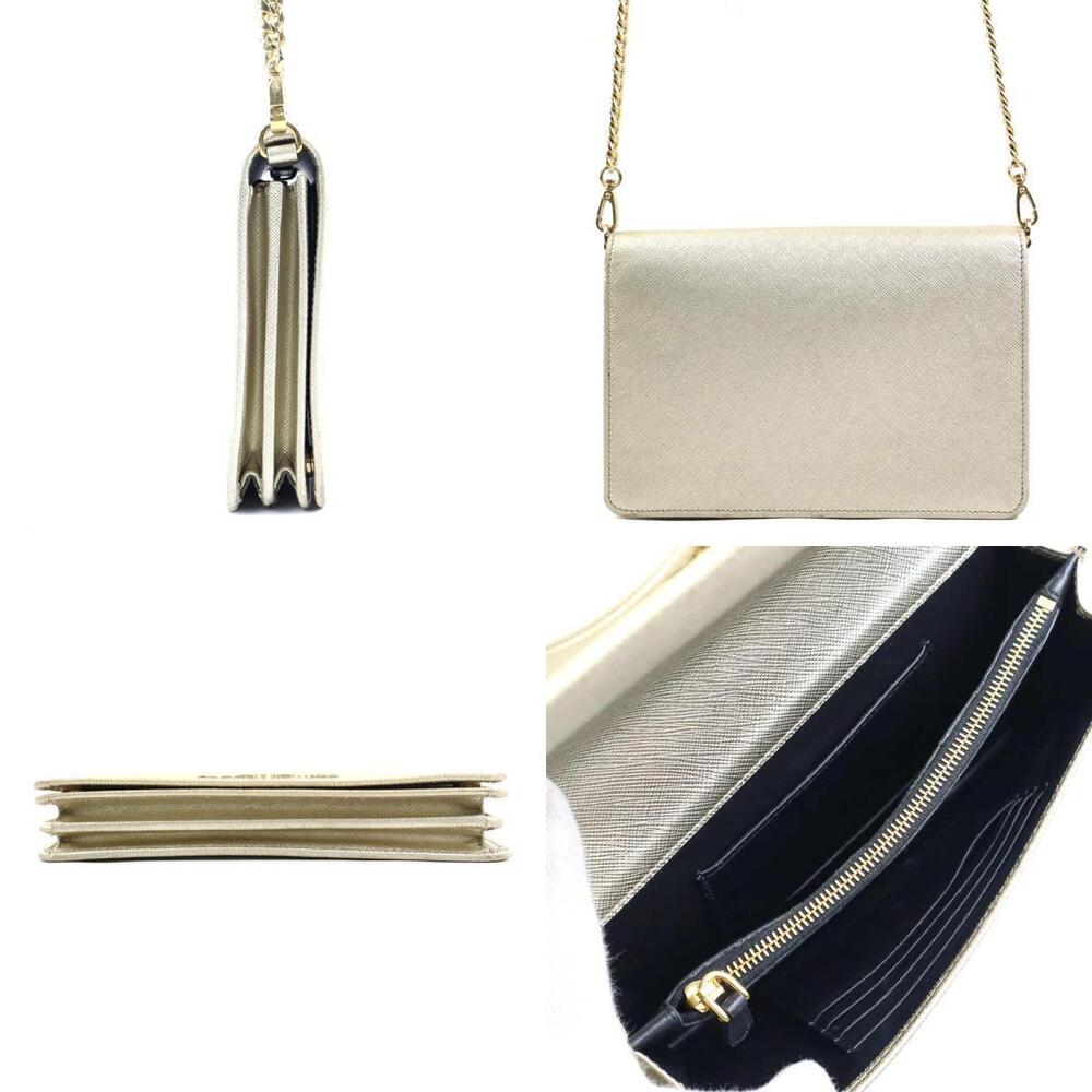 Prada metal bag Bag gold Shoulder Chain shoulder leather finish - Picture 1 of 4